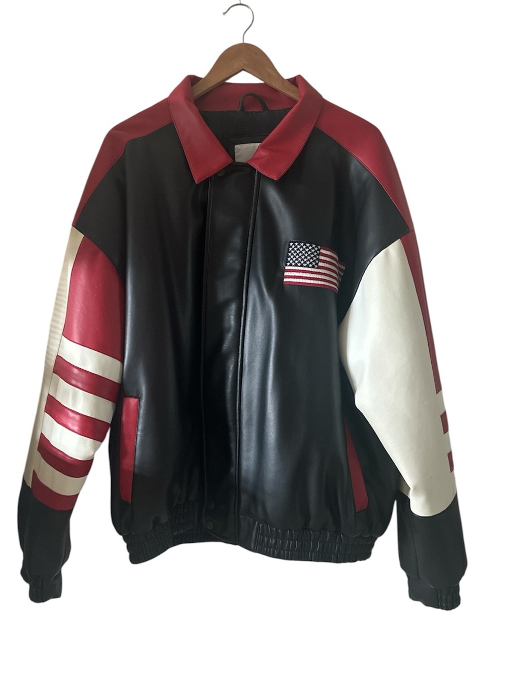 Misty Harbor USA Flag Bomber Jacket sz Large